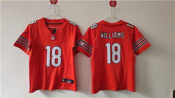 Womens Chicago Bears #18 Caleb Williams Orange 2024 Draft F.U.S.E. Vapor Football Stitched Jersey(Run Small)